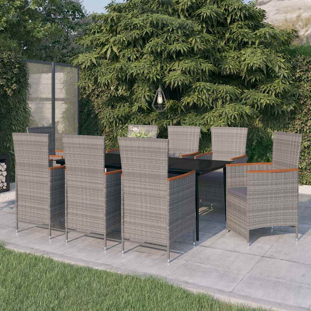 vidaXL 9-delige Tuinset met kussens beige