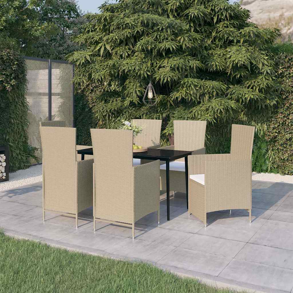 vidaXL 9-delige Tuinset met kussens beige