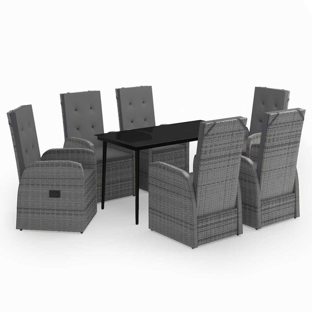 vidaXL 3-delige Tuinset met kussens grijs