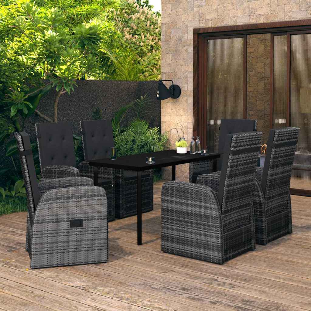 vidaXL 9-delige Tuinset met kussens grijs