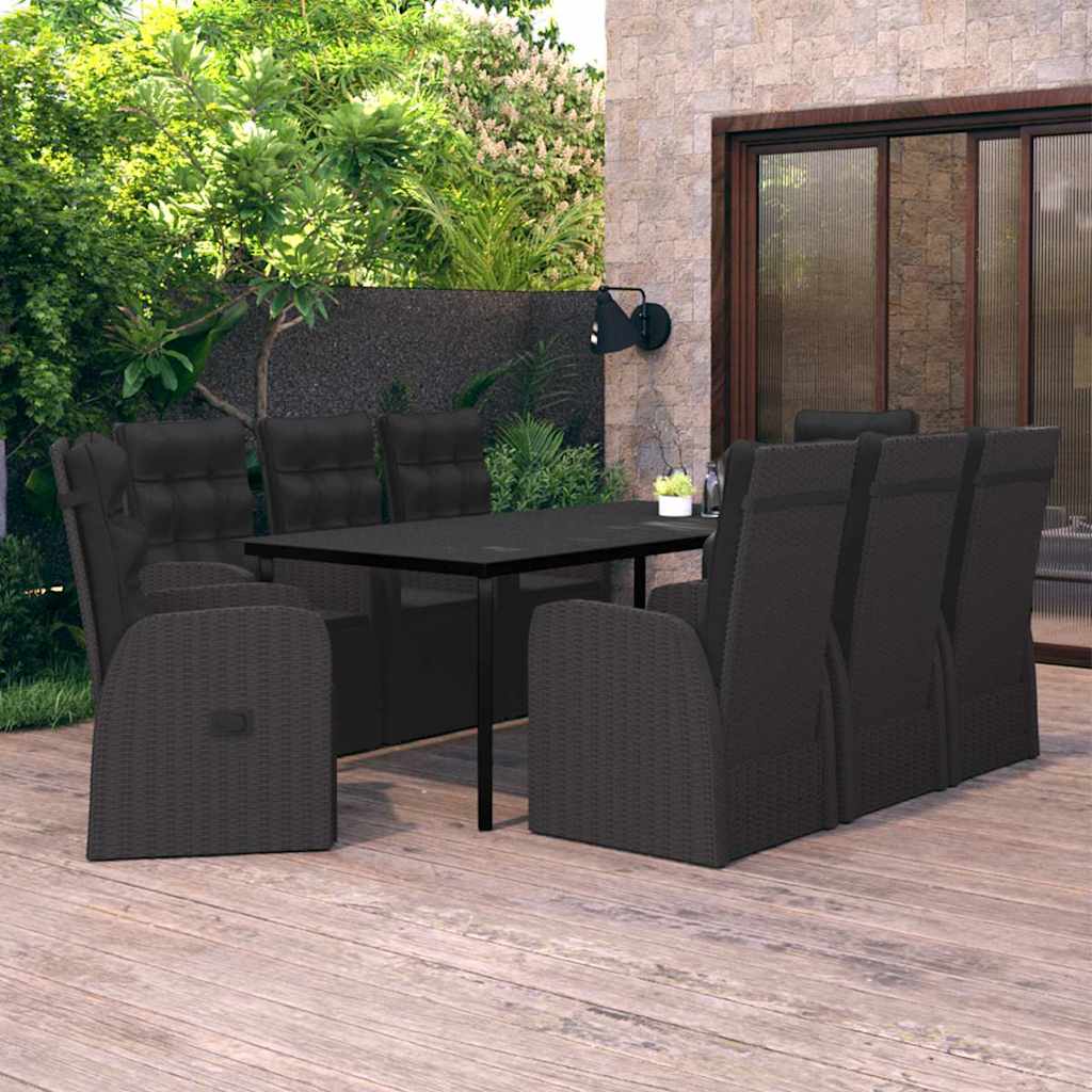 vidaXL 9-delige Tuinset met kussens grijs