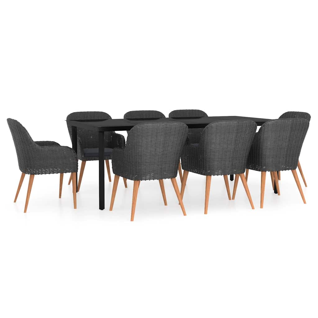 vidaXL 7-delige Tuinset met kussens zwart