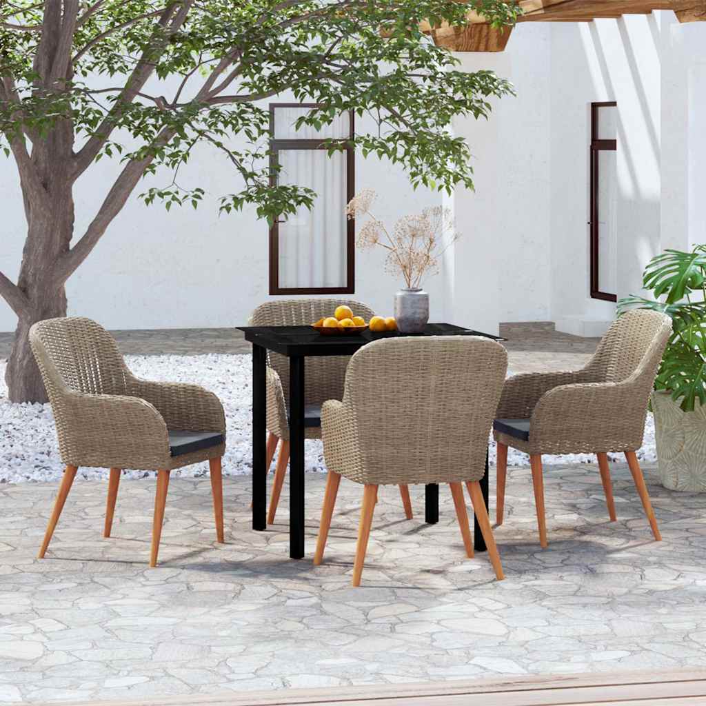 vidaXL 7-delige Tuinset met kussens zwart