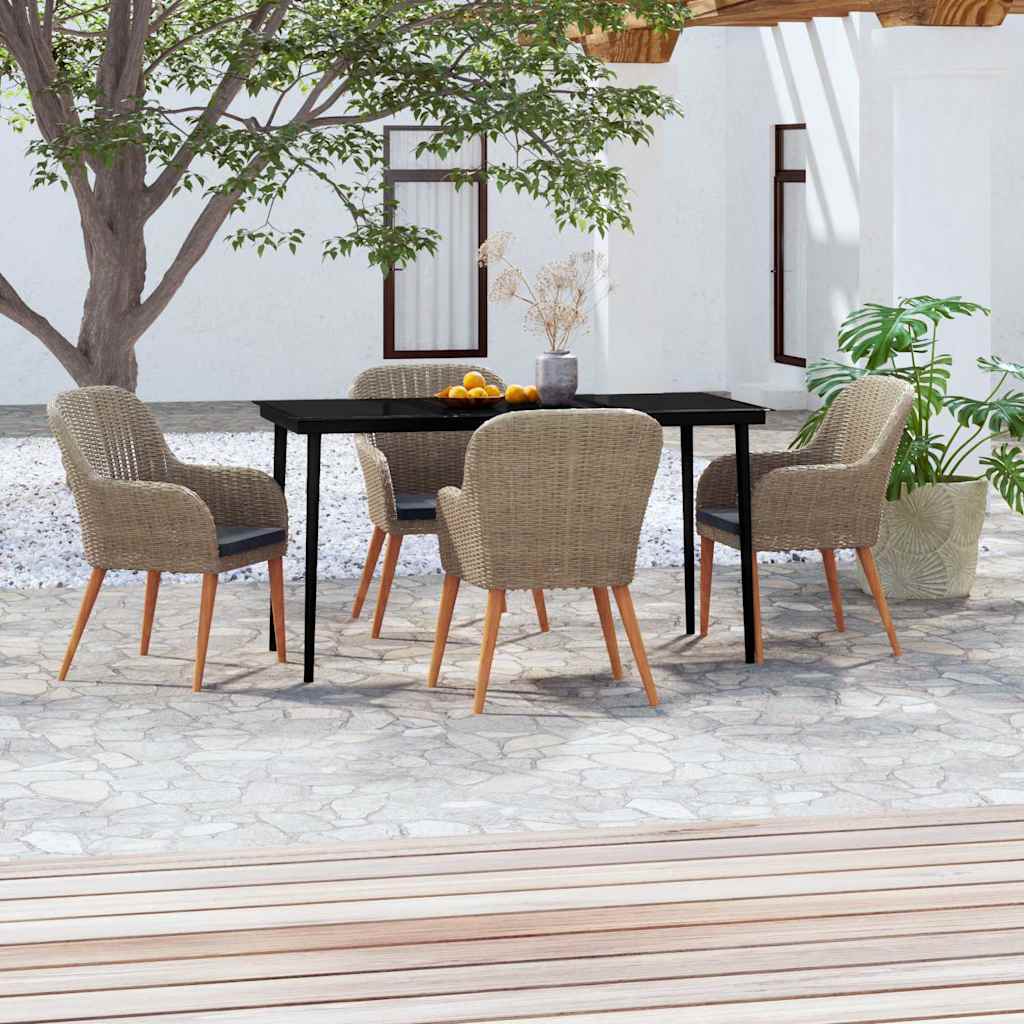 vidaXL 9-delige Tuinset met kussens bruin