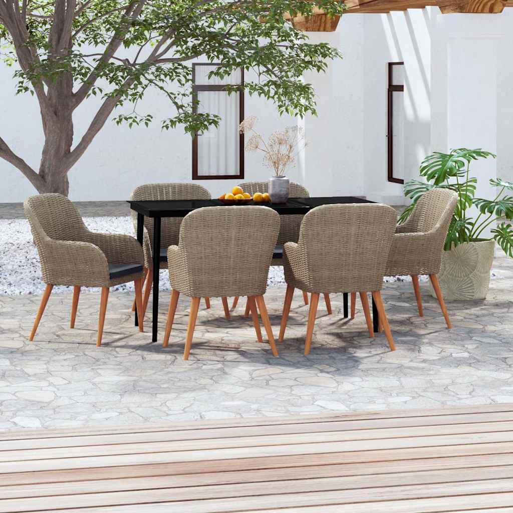 vidaXL 9-delige Tuinset met kussens bruin