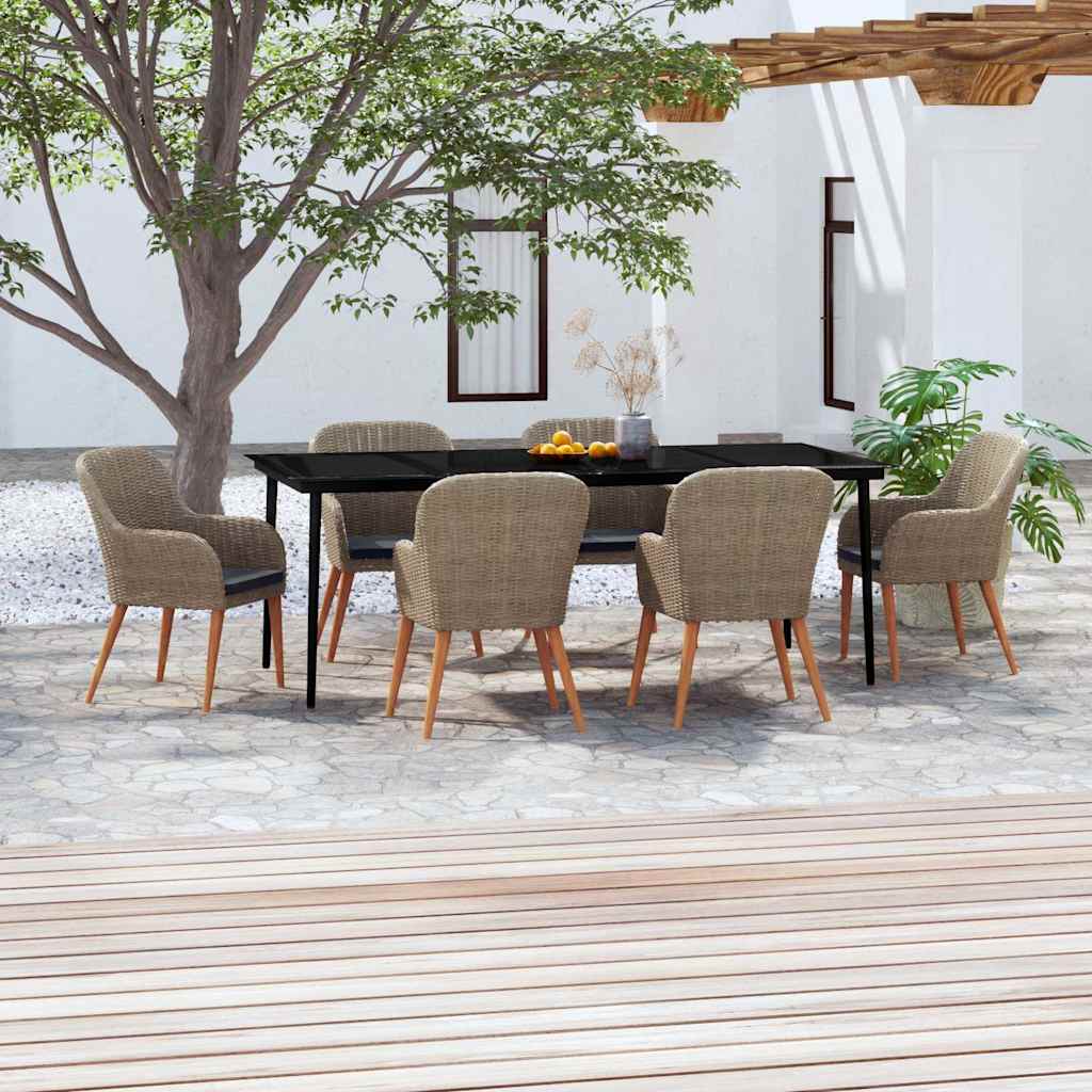 vidaXL 9-delige Tuinset met kussens bruin