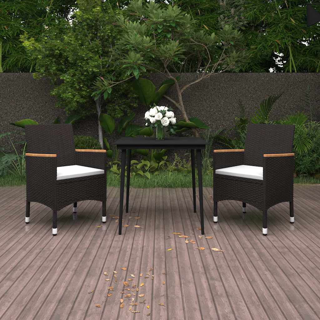 vidaXL 5-delige Tuinset met kussens poly rattan en glas