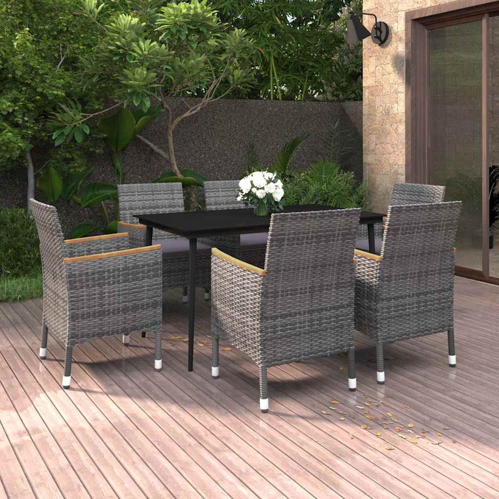 vidaXL 5-delige Tuinset met kussens poly rattan en glas
