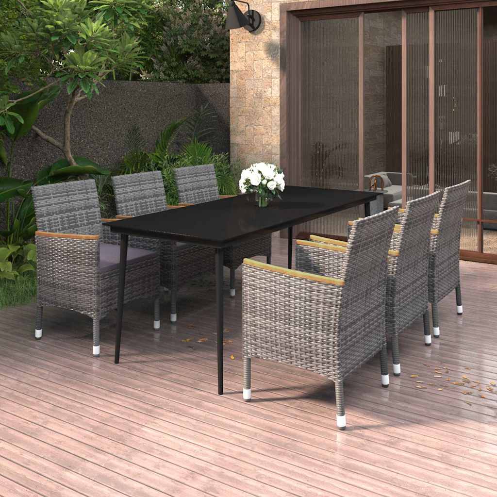 vidaXL 5-delige Tuinset met kussens poly rattan en glas