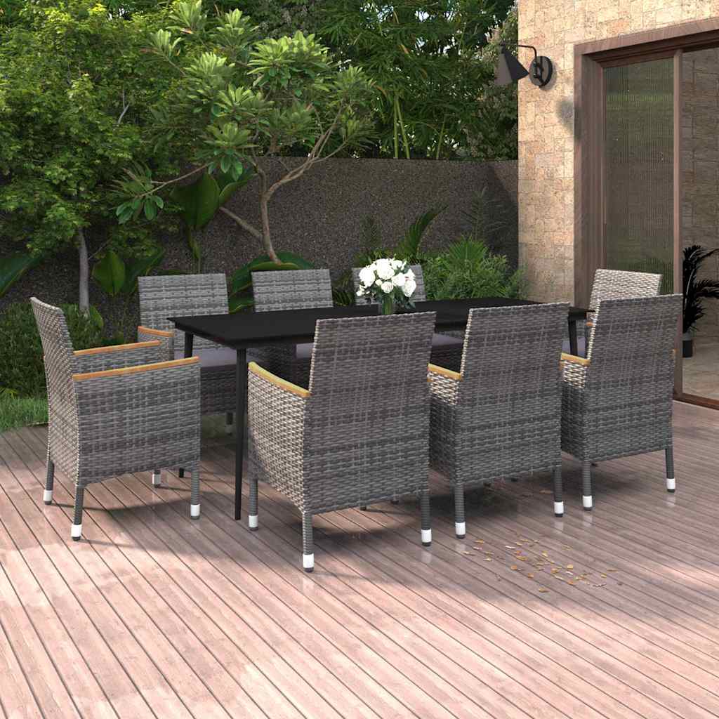vidaXL 5-delige Tuinset met kussens poly rattan en glas