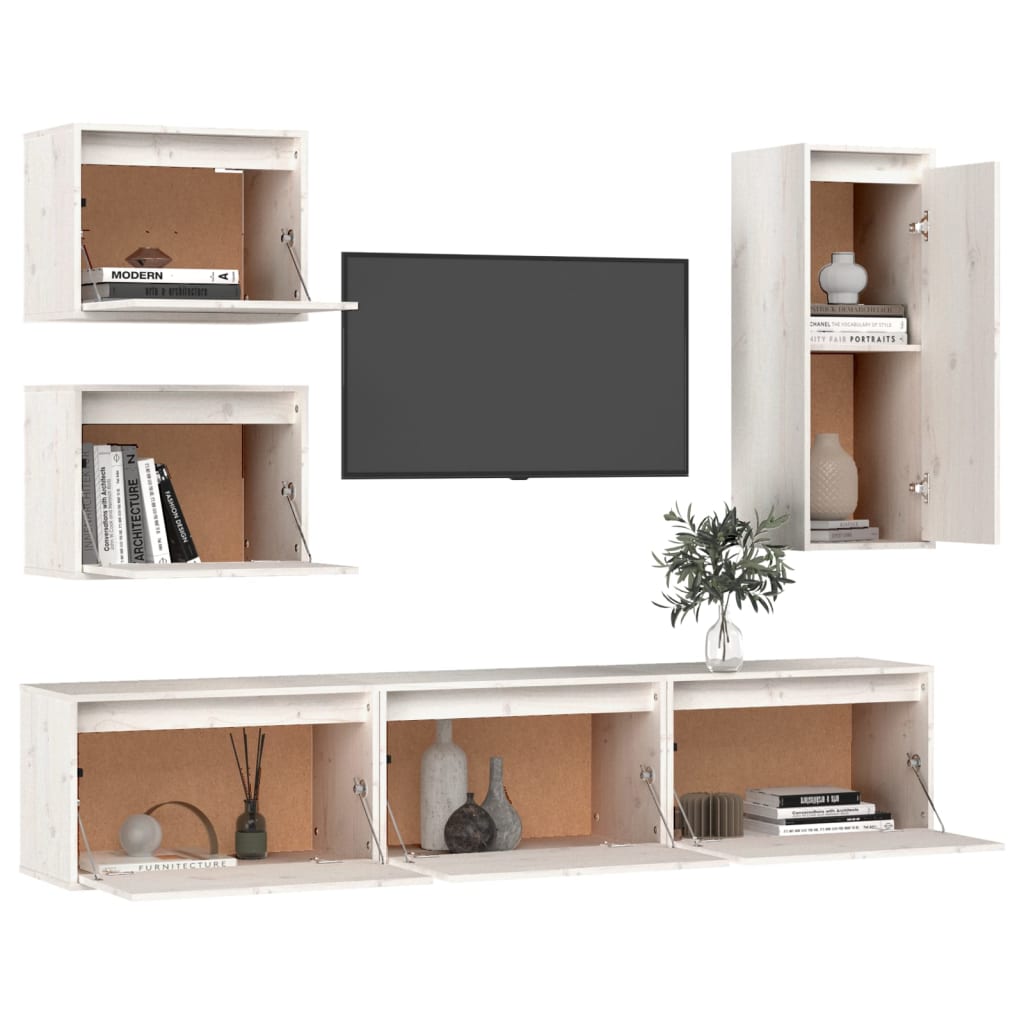 vidaXL Tv-meubelen 6 st massief grenenhout zwart
