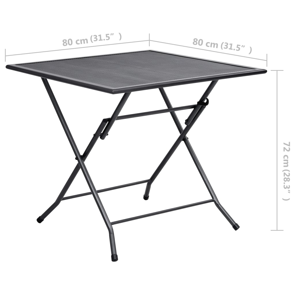 vidaXL Klaptafel gaas 80x80x72 cm staal antraciet