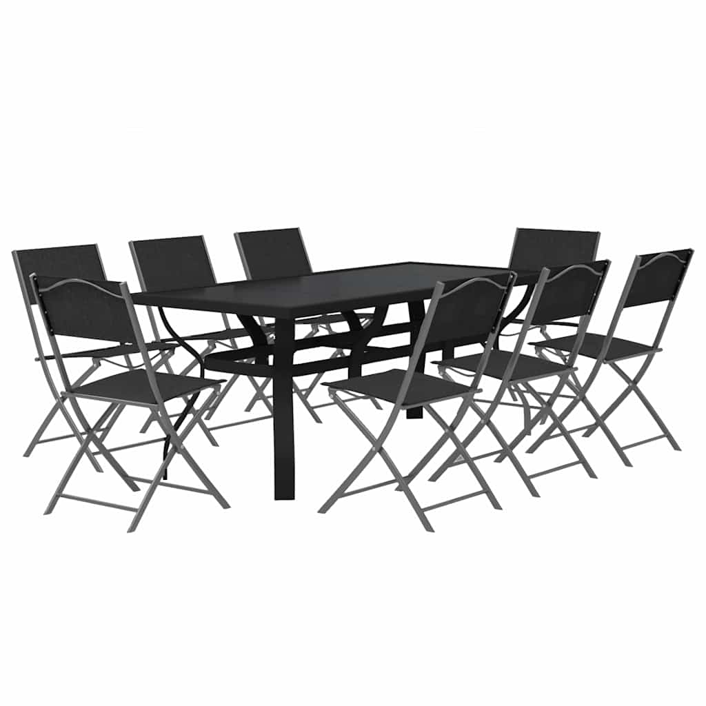 vidaXL 7-delige Tuinset grijs en zwart
