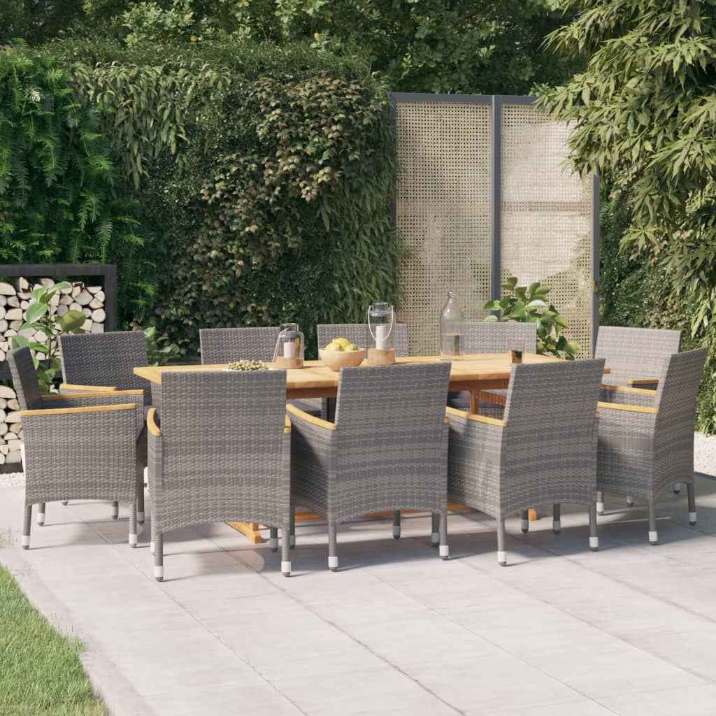 vidaXL 9-delige Tuinset met kussens grijs