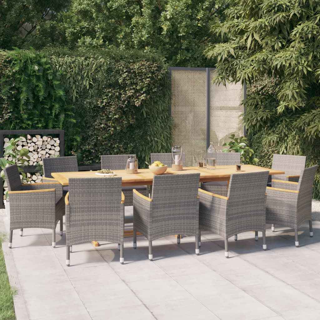 vidaXL 13-delige Tuinset met kussen grijs