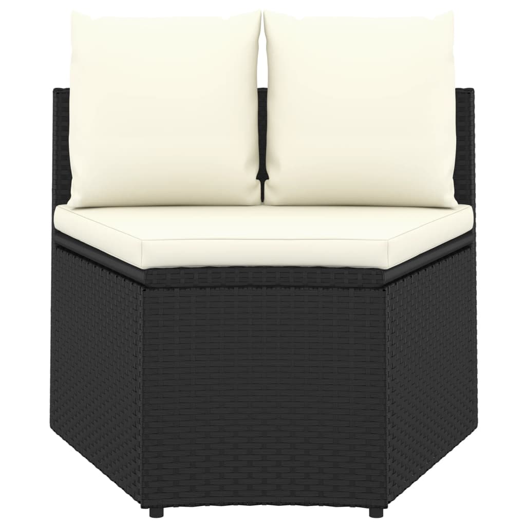 vidaXL 2-delige Loungeset met kussens poly rattan zwart
