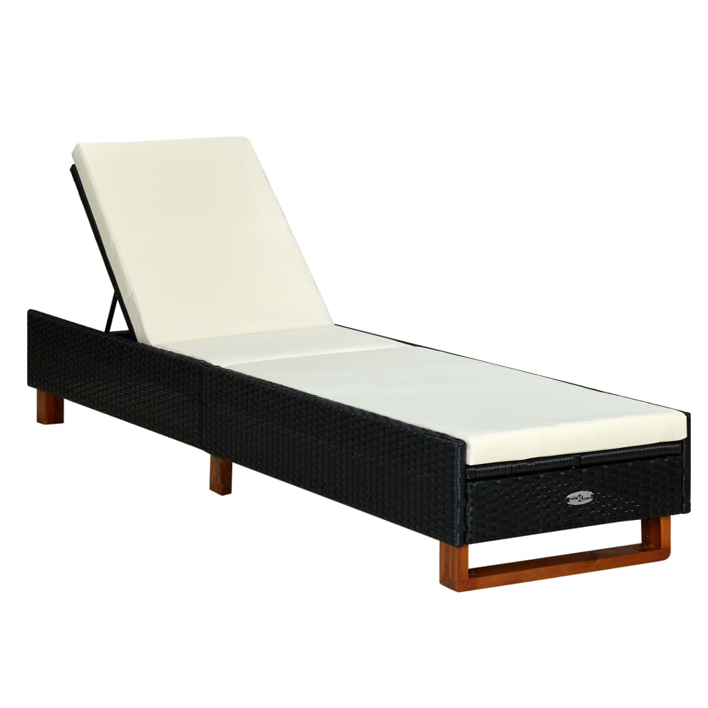 vidaXL Lounger with cushion poly rattan gray