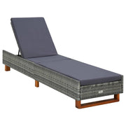 vidaXL Lounger with cushion poly rattan gray