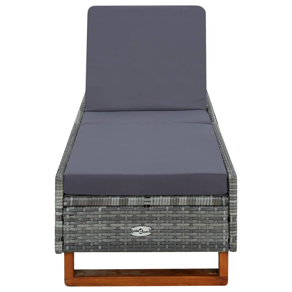 vidaXL Lounger with cushion poly rattan gray