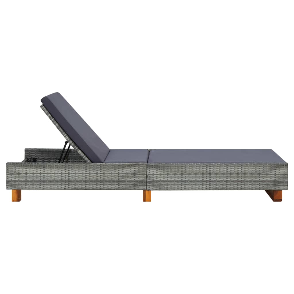 vidaXL Lounger with cushion poly rattan gray