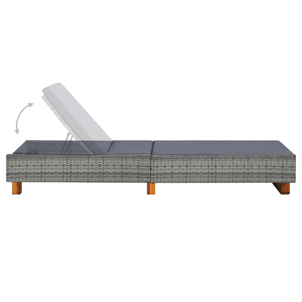 vidaXL Lounger with cushion poly rattan gray