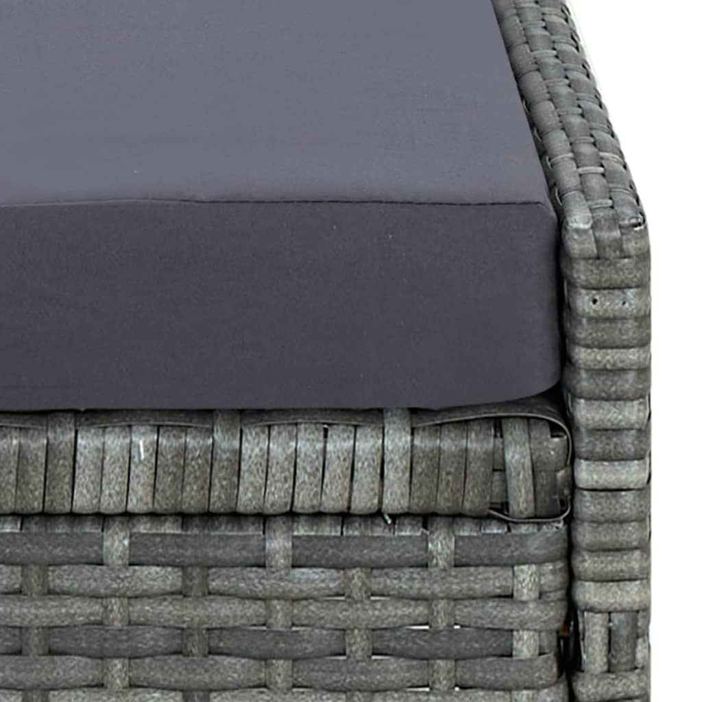 vidaXL Ligbed met kussen poly rattan grijs