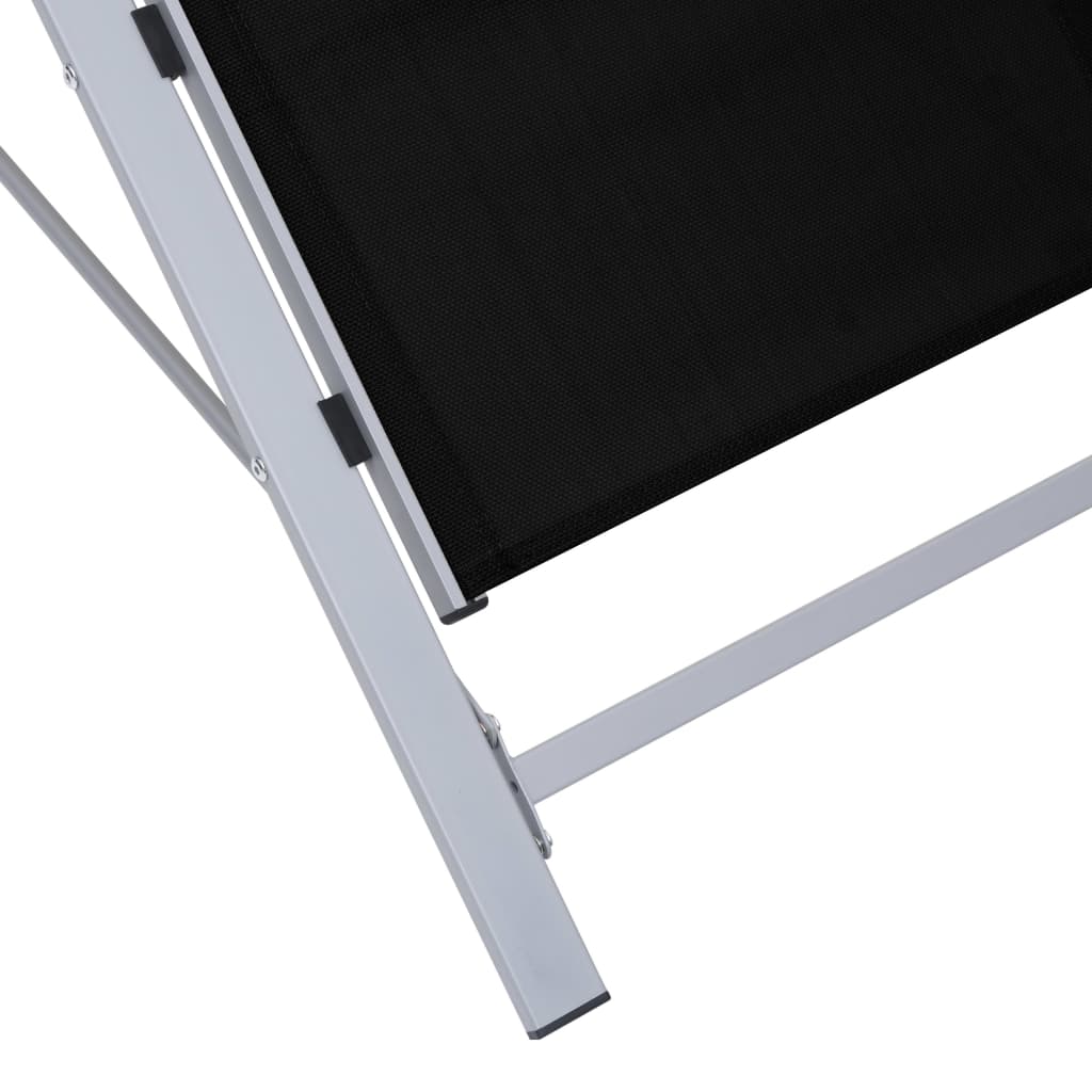 vidaXL Lounger textilene and aluminum black