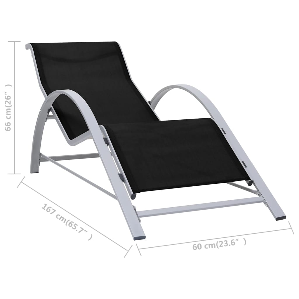 vidaXL Lounger textilene and aluminum black