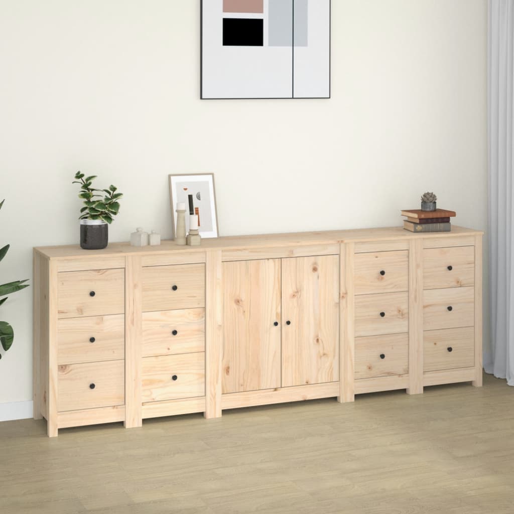 vidaXL Dressoir 230x35x80 cm massief grenenhout wit - Aashly