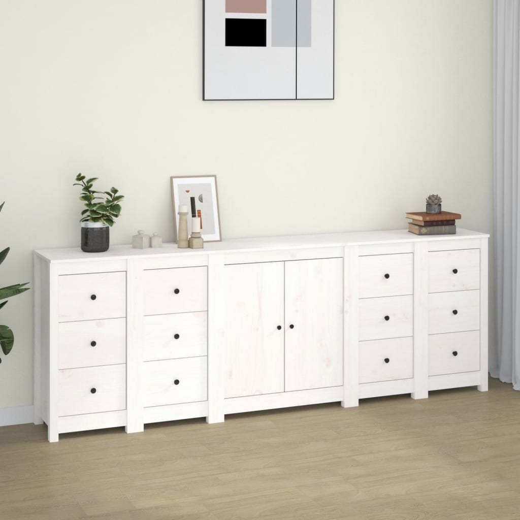 vidaXL Dressoir 230x35x80 cm massief grenenhout wit - Aashly