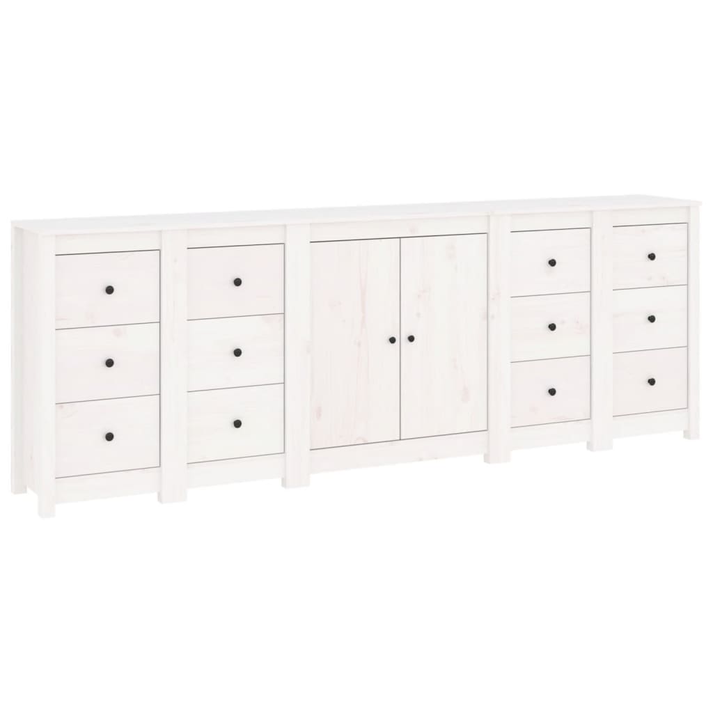 vidaXL Dressoir 230x35x80 cm massief grenenhout wit - Aashly