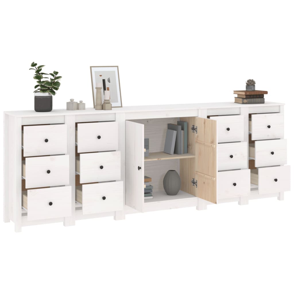 vidaXL Dressoir 230x35x80 cm massief grenenhout wit - Aashly