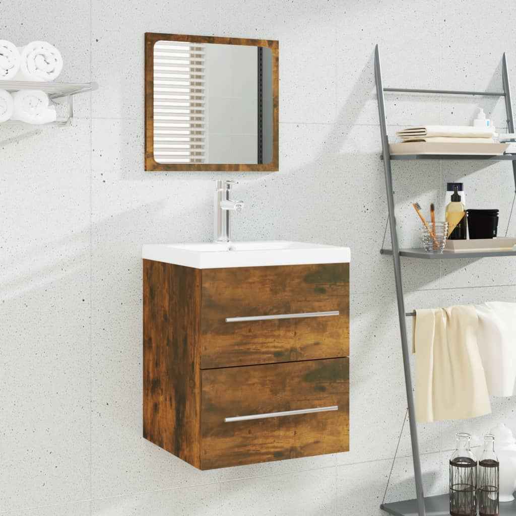 vidaXL Wastafelkast met ingebouwde wasbak bewerkt hout wit