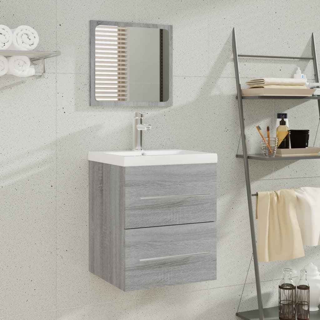 vidaXL Wastafelkast met ingebouwde wasbak bewerkt hout wit