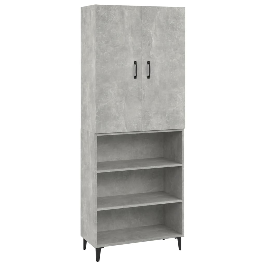 vidaXL Hoge kast 69,5x32,5x180 cm bewerkt hout betongrijs - Aashly