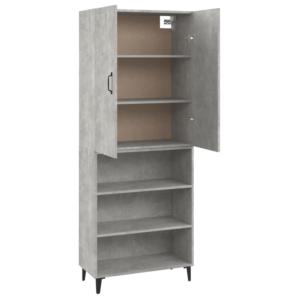 vidaXL Hoge kast 69,5x32,5x180 cm bewerkt hout betongrijs - Aashly