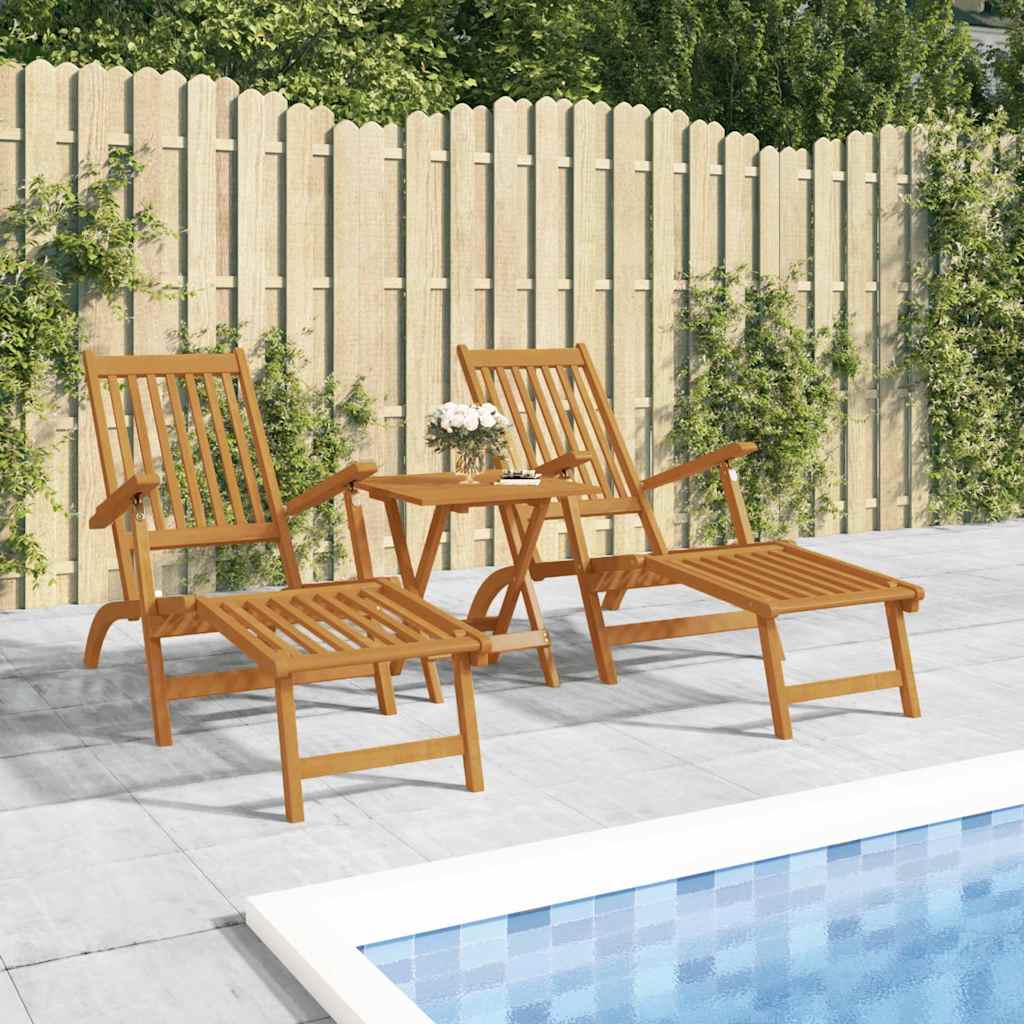 vidaXL Terrasstoelen met voetensteun en tafel massief acaciahout