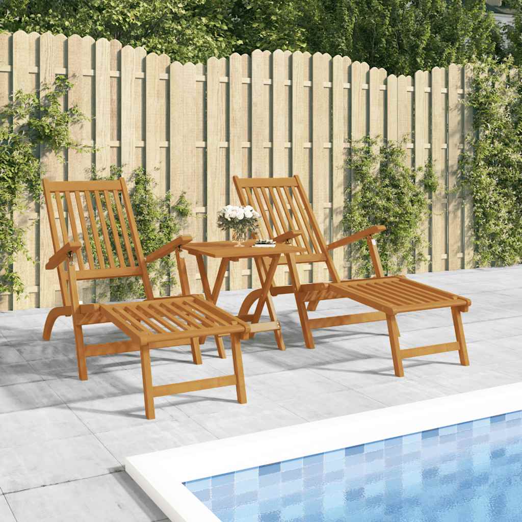 vidaXL Terrasstoelen met voetensteun en tafel massief acaciahout