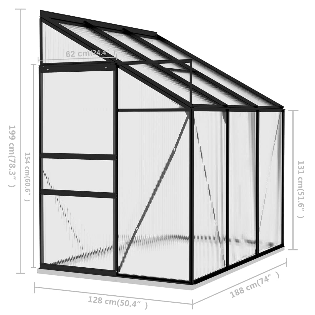 vidaXL Tuinkas 3,97 m³ aluminium antracietkleurig