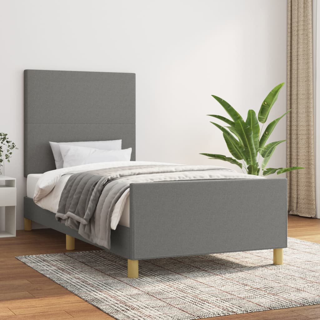 vidaXL Bedframe zonder matras 120x200 cm stof donkerbruin