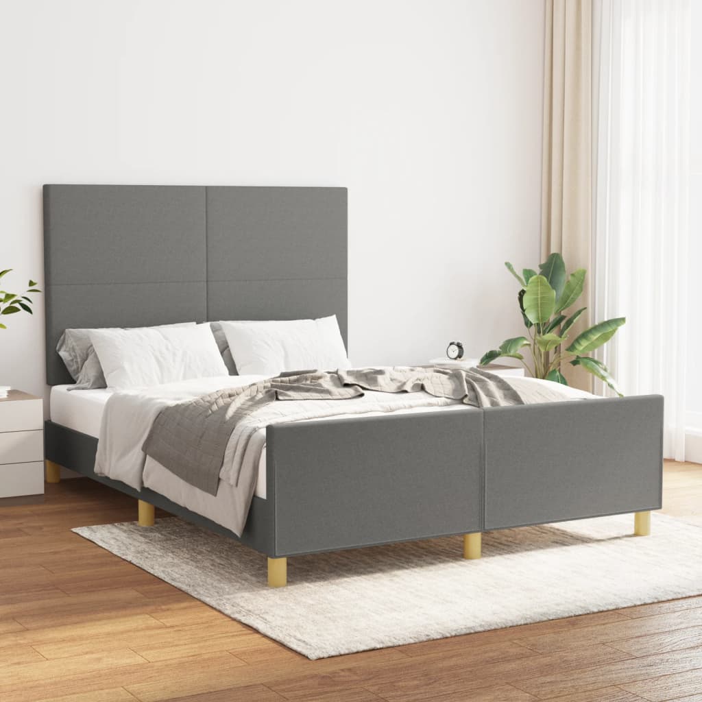 vidaXL Bedframe zonder matras 120x200 cm stof donkerbruin