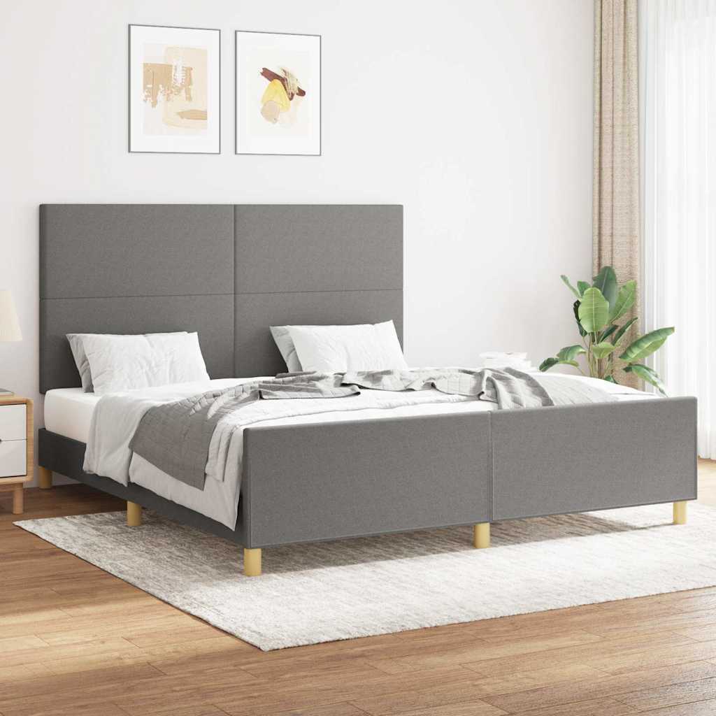vidaXL Bedframe zonder matras 120x200 cm stof donkerbruin