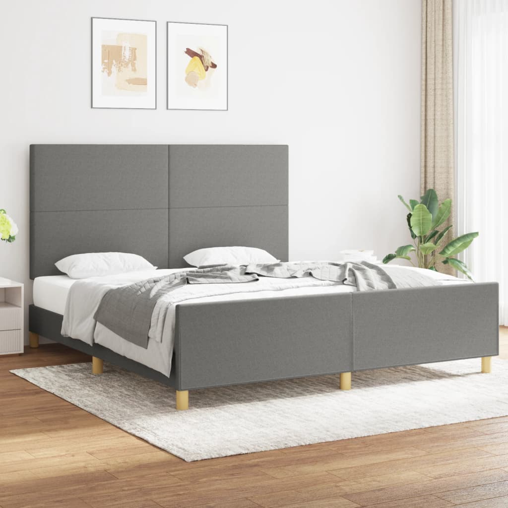 vidaXL Bedframe zonder matras 120x200 cm stof donkerbruin