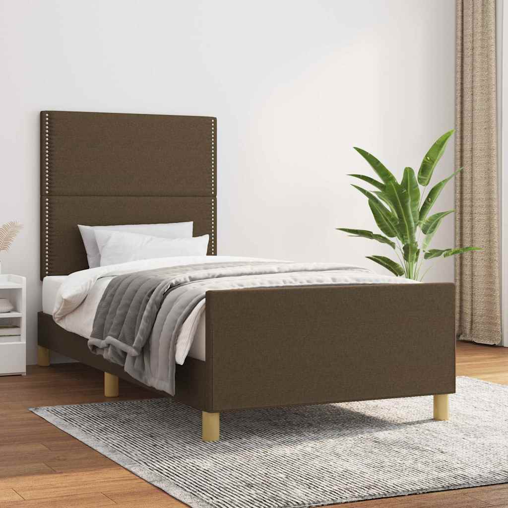 vidaXL Bedframe zonder matras 120x200 cm stof donkerbruin