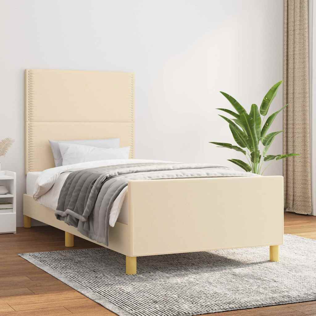 vidaXL Bedframe zonder matras 120x200 cm stof donkerbruin