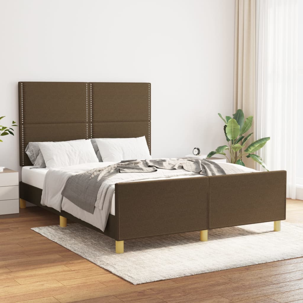 vidaXL Bedframe zonder matras 120x200 cm stof donkerbruin