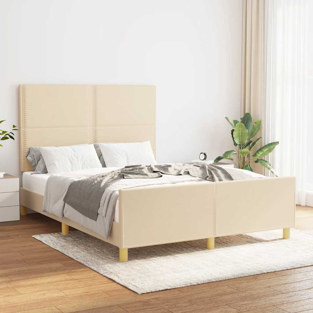 vidaXL Bedframe zonder matras 120x200 cm stof donkerbruin