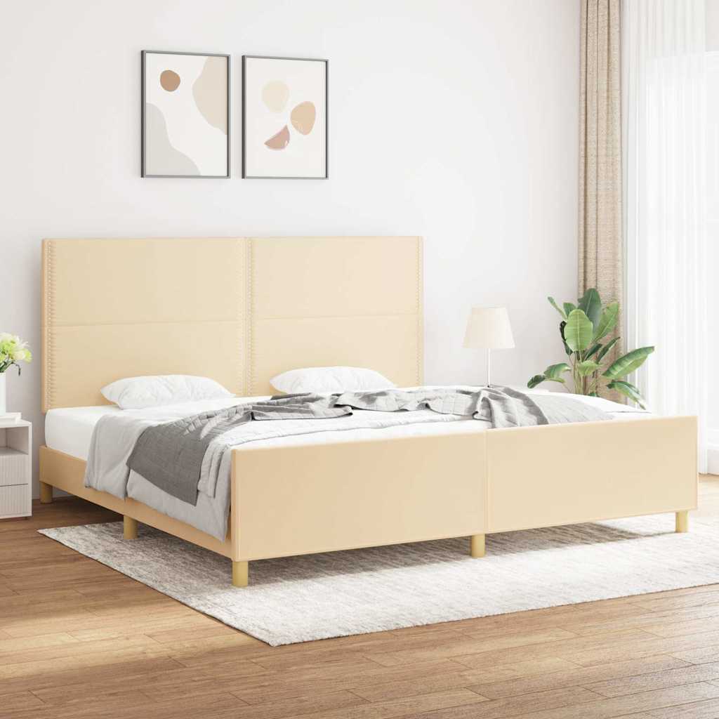 vidaXL Bedframe zonder matras 120x200 cm stof donkerbruin