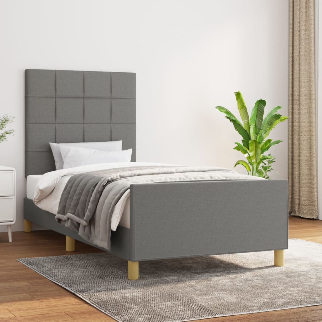 vidaXL Bedframe zonder matras 120x200 cm stof donkerbruin