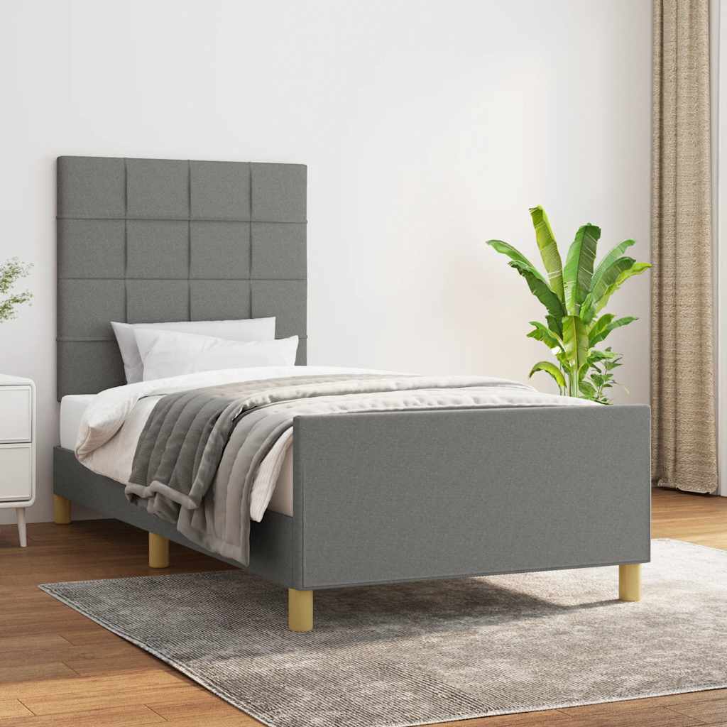 vidaXL Bedframe zonder matras 120x200 cm stof donkerbruin